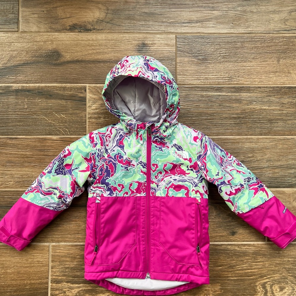 The North Face toddler girls winter jacket and snow bibs. Size 4T.